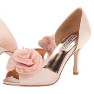 [Badgley Mischka] Thora Satin Peep Toe Heels